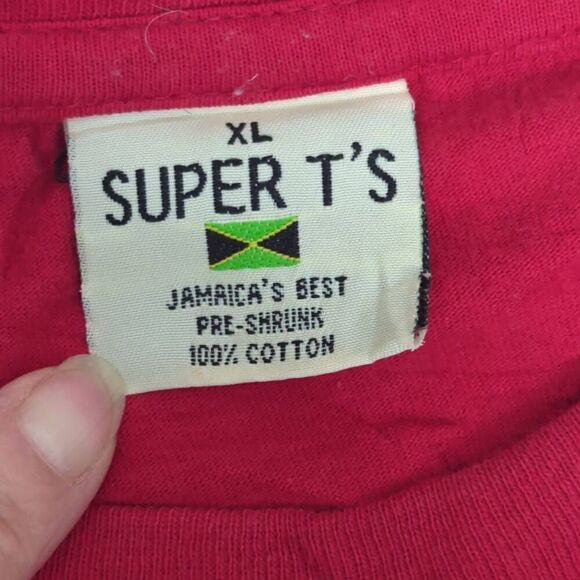Vintage Super T’s Men’s XL Jamaica No Problem Embroidered Red T-Shirt - Picture 5 of 6